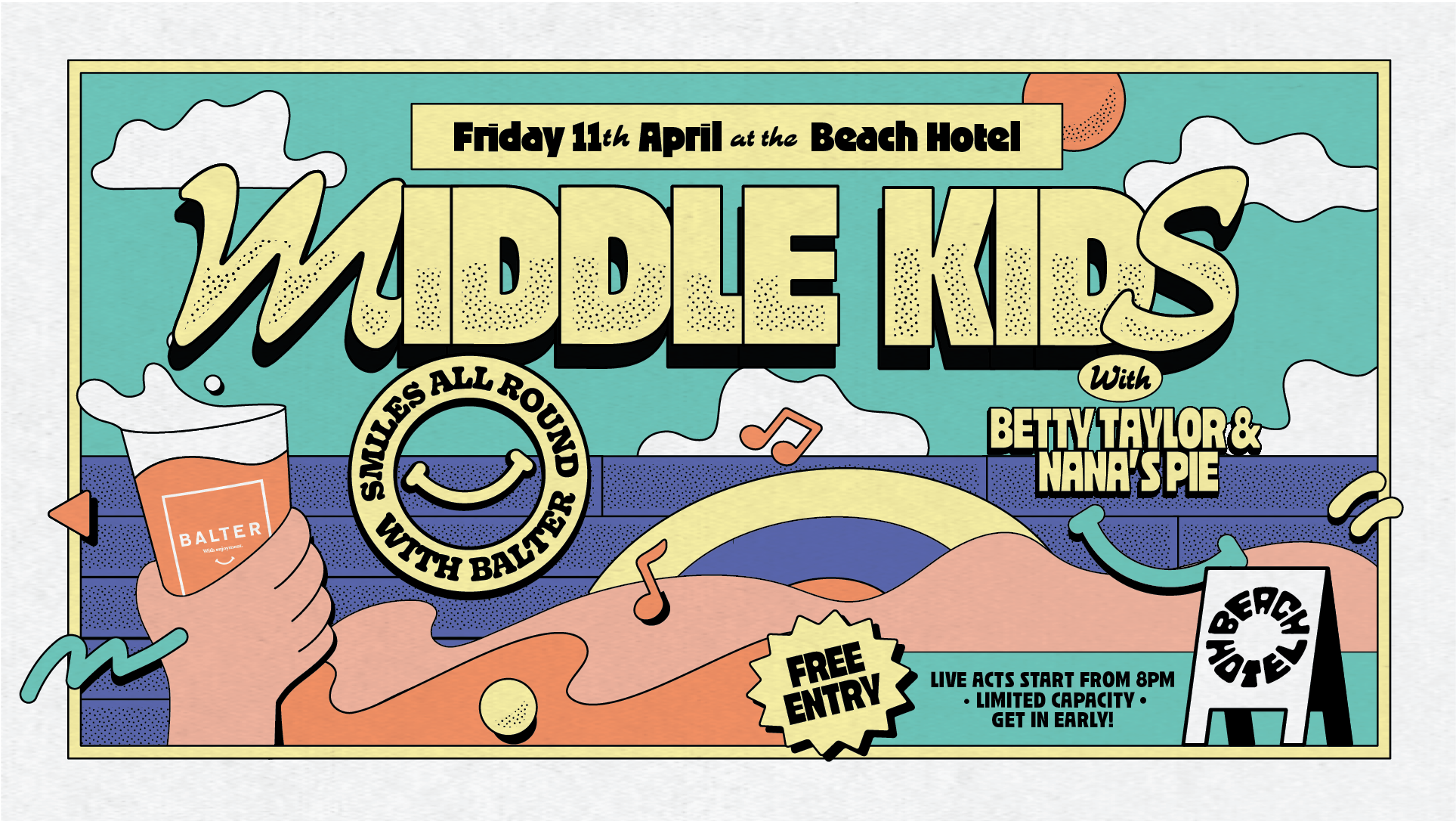 MIDDLE KIDS Supported by Betty Taylor & Nana’s Pie | FREE SHOW! Thanks to Balter Brewers