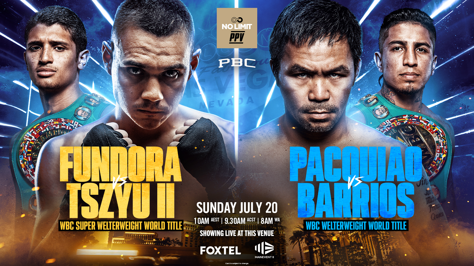 BOXING: FUNDORA vs TSZYU II / PACQUIAO vs BARRIOS